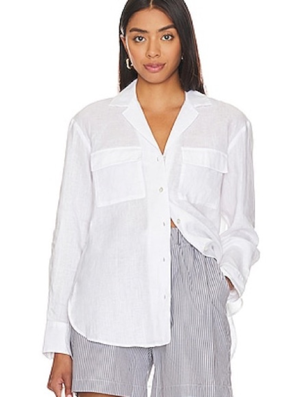 Theory white button down long sleeve blouse Small